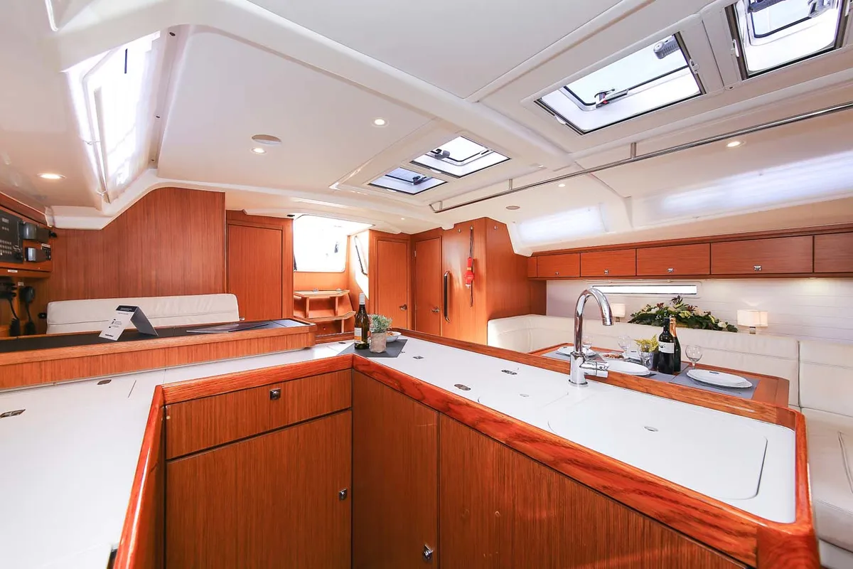 Galley of Mandy, a Bavaria Cruiser 56 sailboat at Murter, Croatia