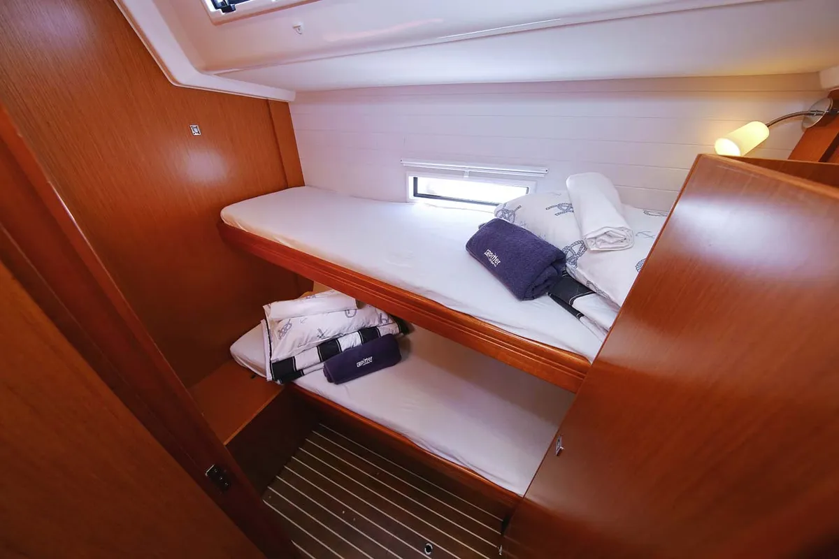 Cabin on Mandy, a Bavaria Cruiser 56 sailboat at Murter, Croatia