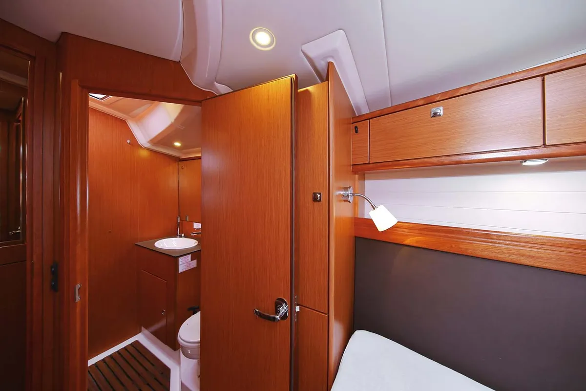 Cabin on Mandy, a Bavaria Cruiser 56 sailboat at Murter, Croatia