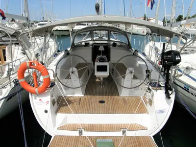 Cockpit of Bavaria Cruiser 41, a sailboat at Murter, Croatia