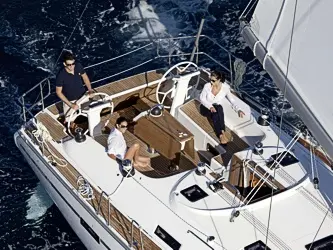 Deck of Five, a Bavaria Cruiser 46 sailboat at Fisksätra, Sweden