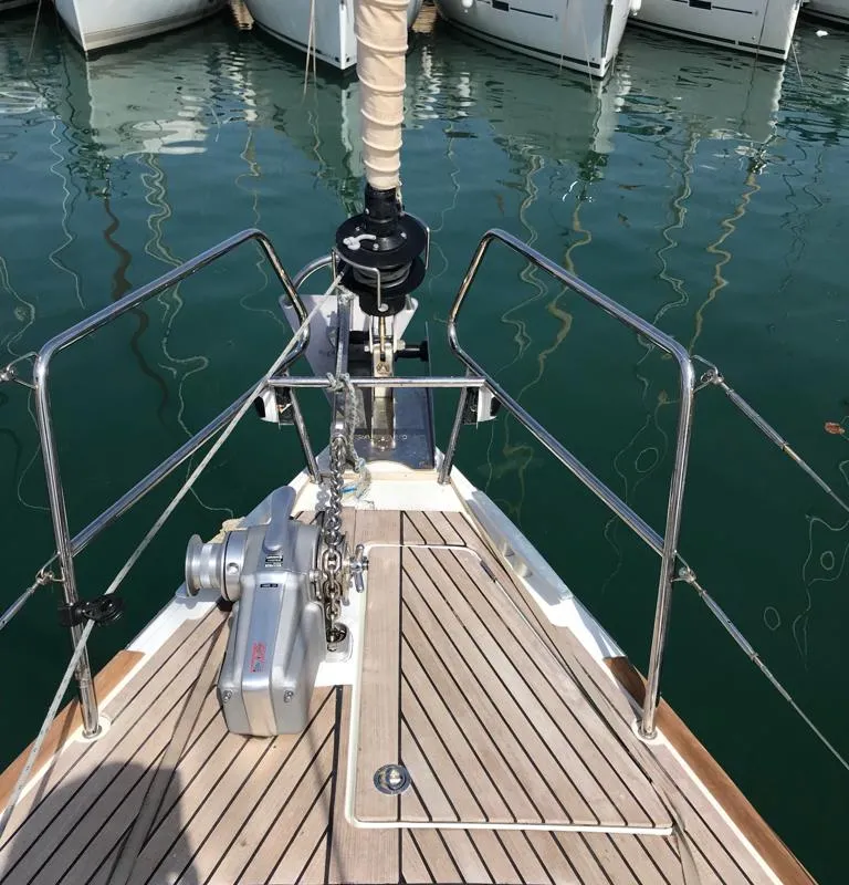 Deck of Jeanneau Sun Odyssey 519, a sailboat at Murdeira, Cape Verde