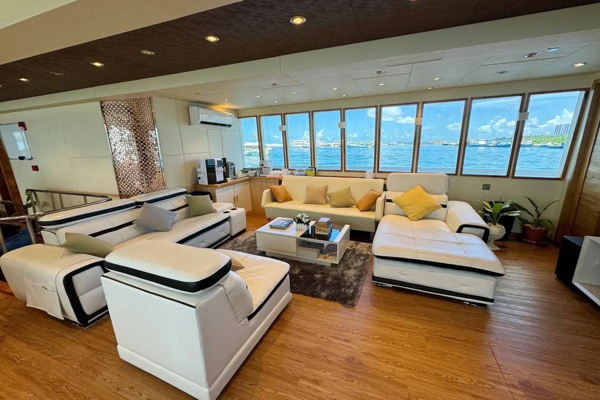 Salon of North Seven Liveaboard, a Custom Made North Seven motor yacht at Malé, Maldives