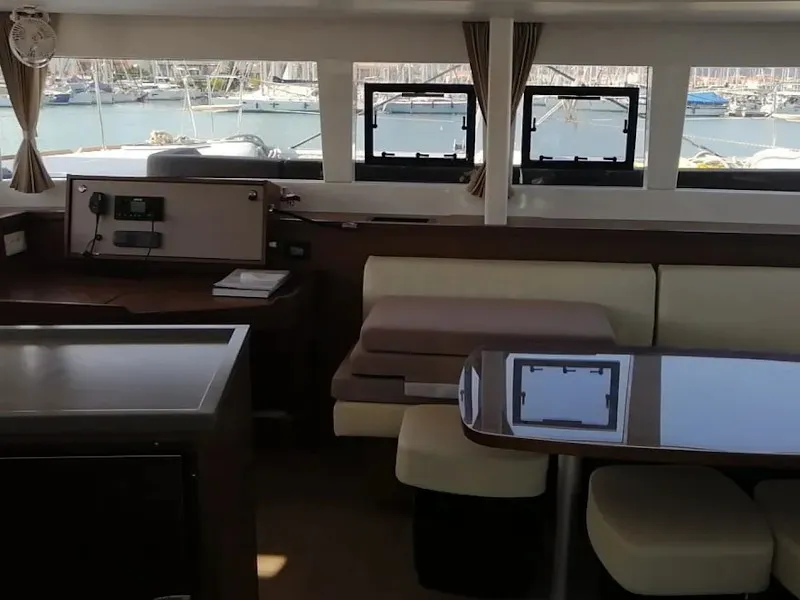 Salon of Endurance, a Lagoon 450 Fly catamaran at Municipal Unit of Lefkada, Greece