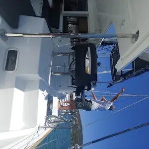 Cockpit of Leo, a Lagoon 40 catamaran at Fethiye, Turkey