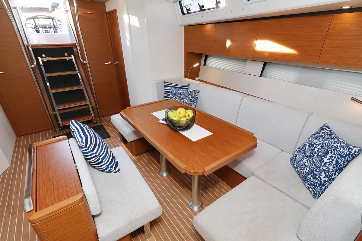 Salon of Nami, a Hanse 460 sailboat at Kaštela, Croatia