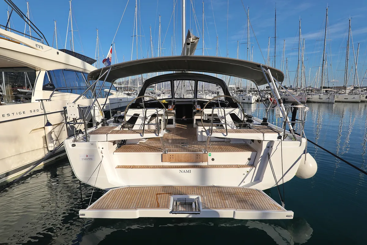 Exterior view of Nami, a Hanse 460 sailboat at Kaštela, Croatia