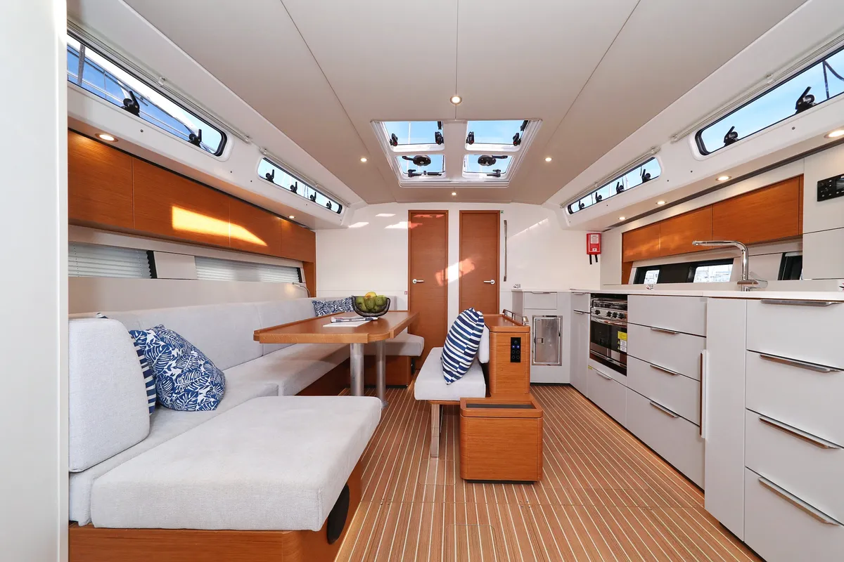 Salon of Nami, a Hanse 460 sailboat at Kaštela, Croatia