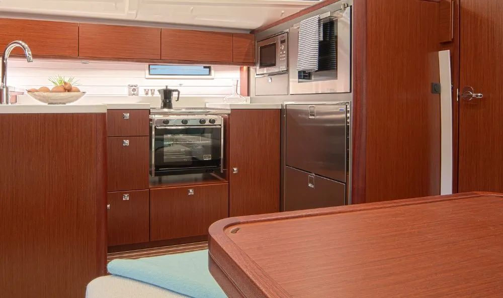 Galley of Konstantinos 11, a Bavaria Cruiser 51 sailboat at Municipal Unit of Lefkada, Greece