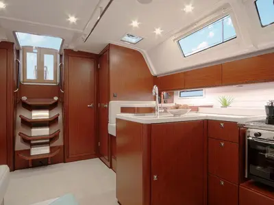 Galley of Konstantinos 11, a Bavaria Cruiser 51 sailboat at Municipal Unit of Lefkada, Greece