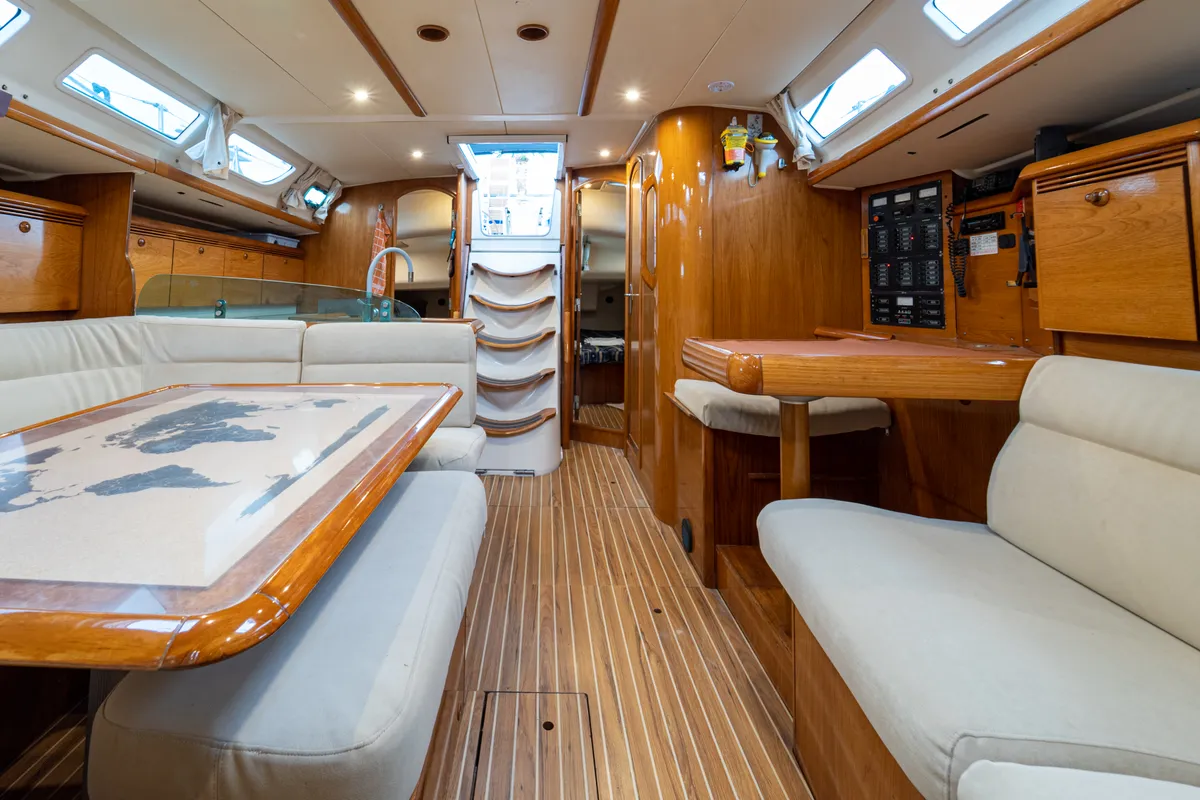 Salon of Tatanos, a Jeanneau Sun Odyssey 43 sailboat at Kavala, Greece