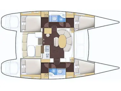 Floor plan of Lagoon 380, a catamaran at Lefkada, Greece