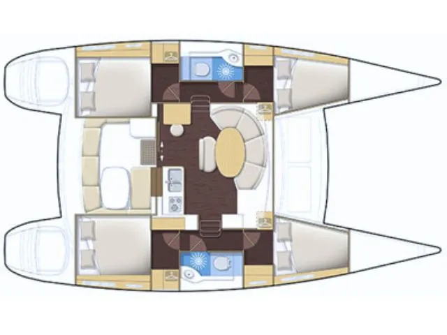 Floor plan of Lagoon 380, a catamaran at Lefkada, Greece