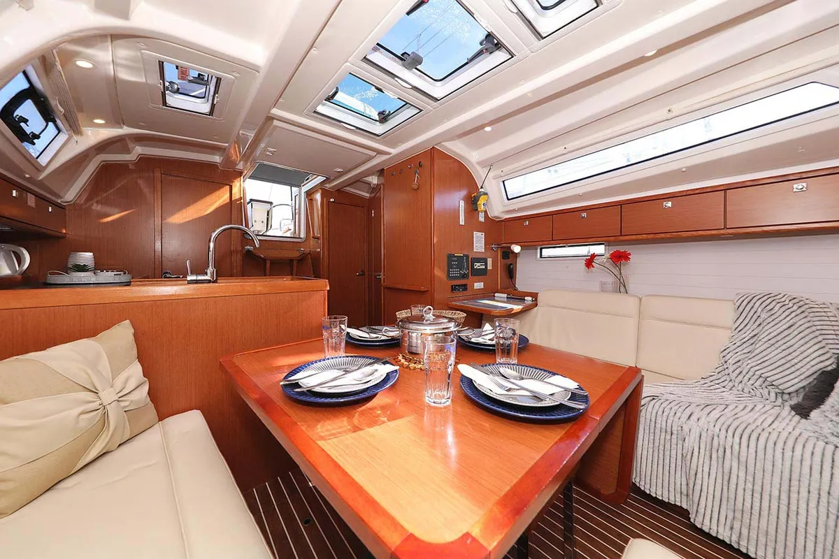 Salon of Samsara, a Bavaria Cruiser 37 sailboat at Grad Biograd na Moru, Croatia