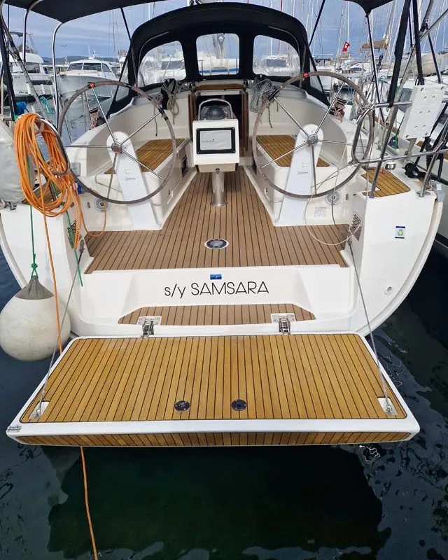 Cockpit of Samsara, a Bavaria Cruiser 37 sailboat at Grad Biograd na Moru, Croatia