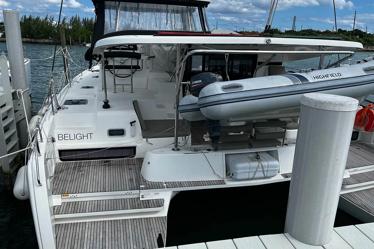 Deck of Belight , a Lagoon 42 catamaran at Road Town, British Virgin Islands