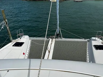 Deck of Belight , a Lagoon 42 catamaran at Road Town, British Virgin Islands