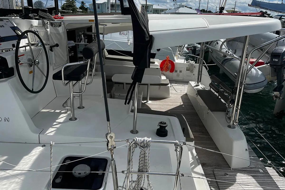 Deck of Belight , a Lagoon 42 catamaran at Road Town, British Virgin Islands