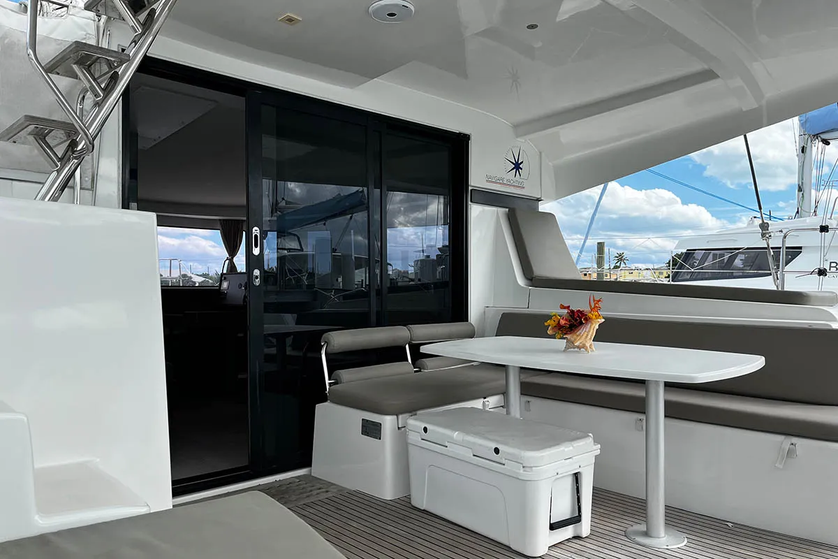 Deck of Belight , a Lagoon 42 catamaran at Road Town, British Virgin Islands