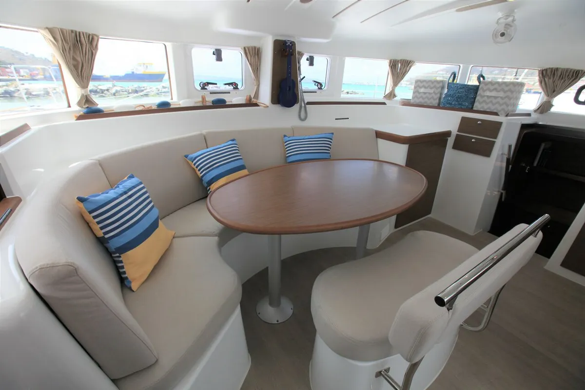 Salon of Mr T, a Lagoon 380 catamaran at Road Town, British Virgin Islands