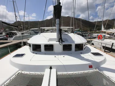 Deck of Mr T, a Lagoon 380 catamaran at Road Town, British Virgin Islands