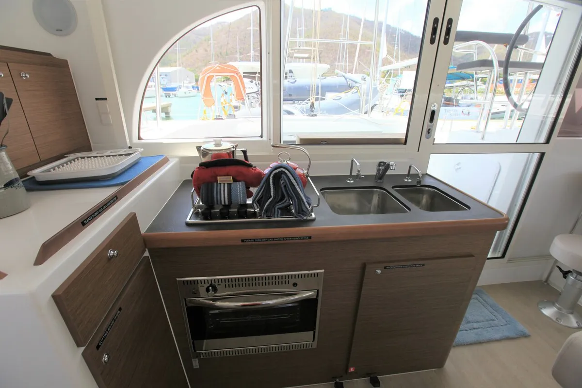 Galley of Mr T, a Lagoon 380 catamaran at Road Town, British Virgin Islands