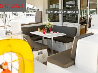 Deck of NEMO, a Lagoon 39 catamaran at Grad Šibenik, Croatia