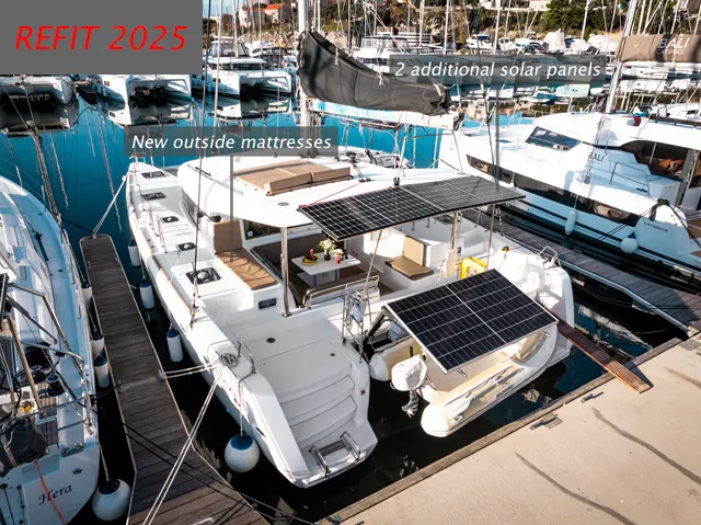 Exterior view of NEMO, a Lagoon 39 catamaran at Grad Šibenik, Croatia