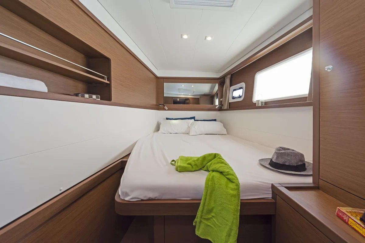 Cabin on Thetis, a Lagoon 450 Fly catamaran at Municipal Unit of Rhodes, Greece