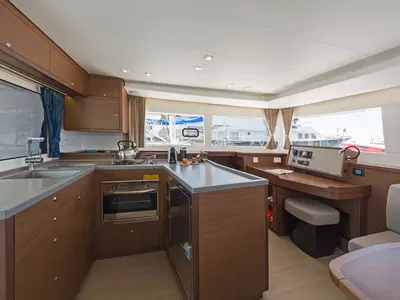 Galley of Thetis, a Lagoon 450 Fly catamaran at Municipal Unit of Rhodes, Greece