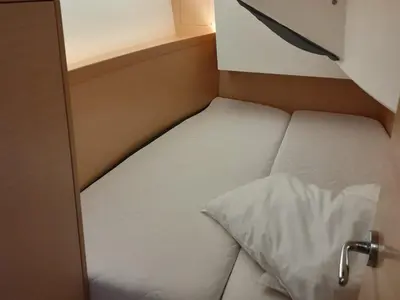 Cabin on Anatema, a Jeanneau Sun Odyssey 349 sailboat at Piombino, Italy