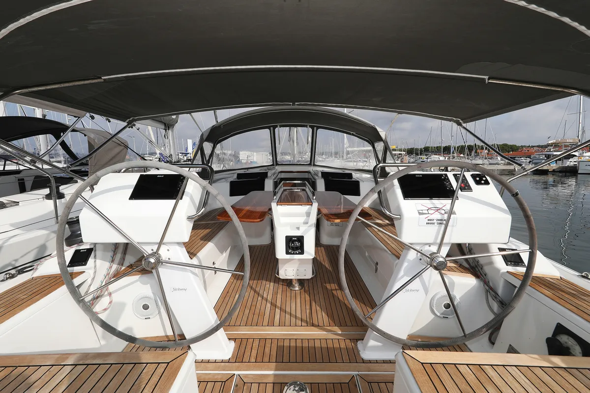 Cockpit of Susso, a Hanse 455 - 3 cab. sailboat at Biograd na Moru, Croatia