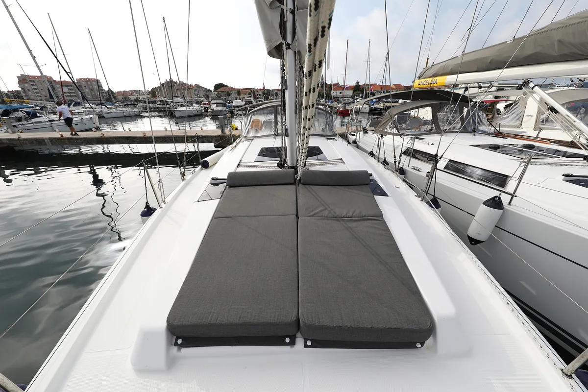 Deck of Susso, a Hanse 455 - 3 cab. sailboat at Biograd na Moru, Croatia