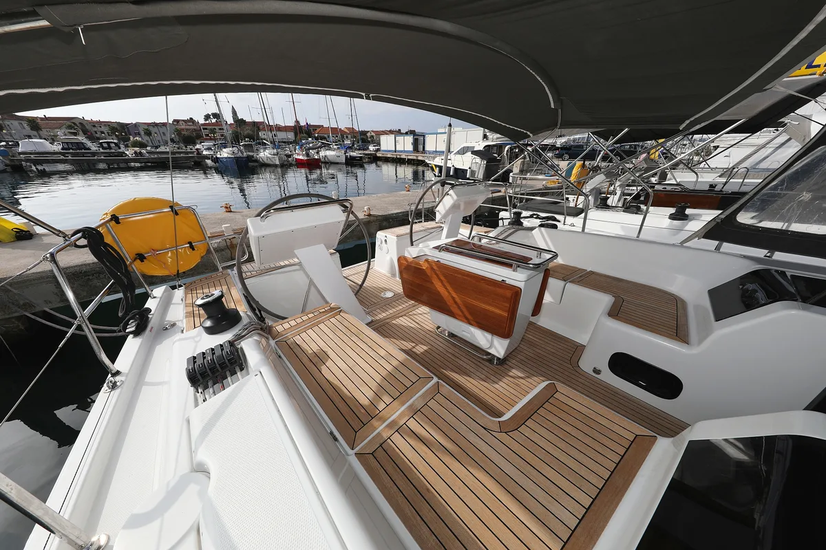 Deck of Susso, a Hanse 455 - 3 cab. sailboat at Biograd na Moru, Croatia