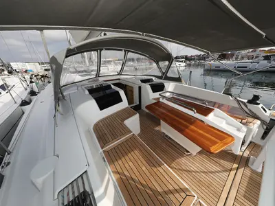 Deck of Susso, a Hanse 455 - 3 cab. sailboat at Biograd na Moru, Croatia