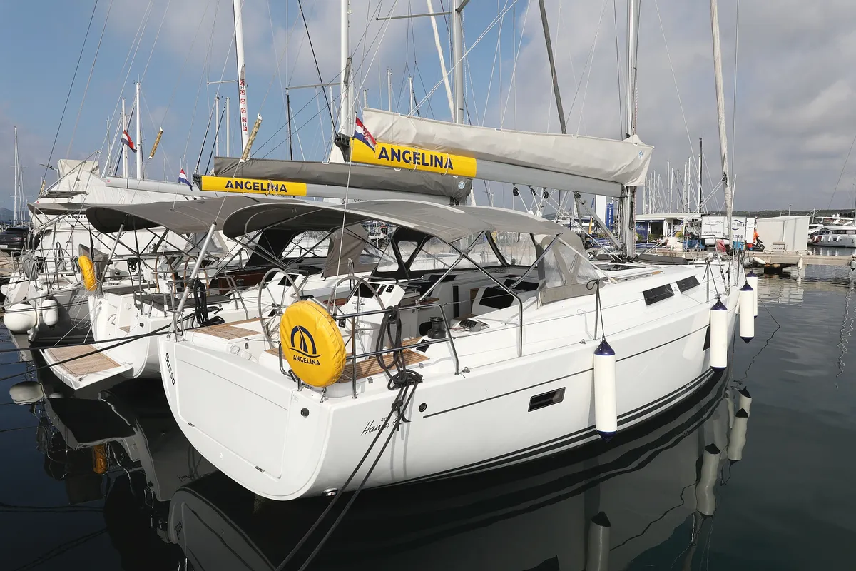 Exterior view of Susso, a Hanse 455 - 3 cab. sailboat at Biograd na Moru, Croatia