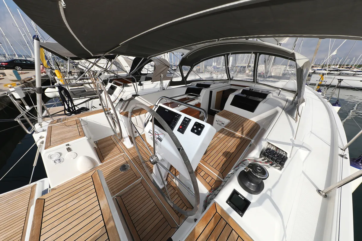 Cockpit of Susso, a Hanse 455 - 3 cab. sailboat at Biograd na Moru, Croatia