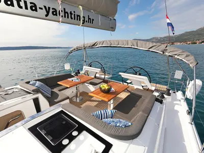 Deck of Simply Relax, a Hanse 460 sailboat at Sukošan, Croatia