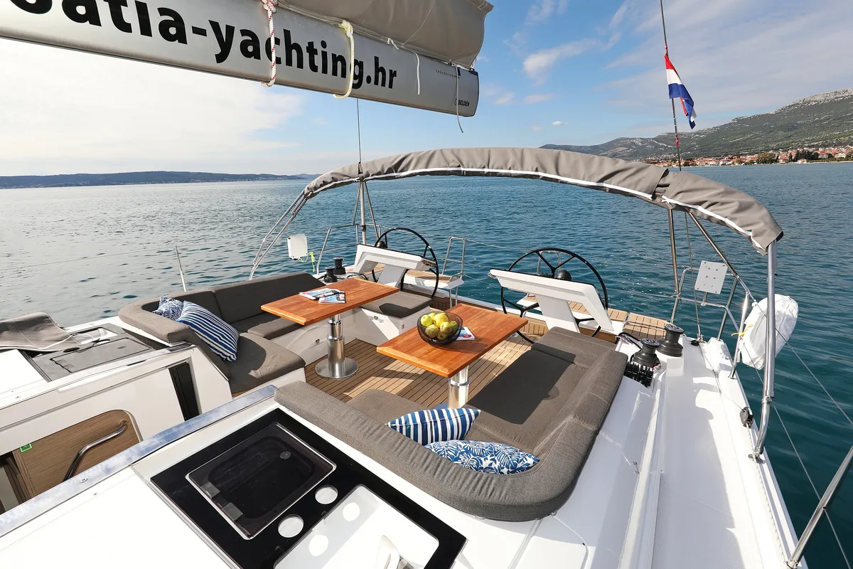 Deck of Simply Relax, a Hanse 460 sailboat at Sukošan, Croatia