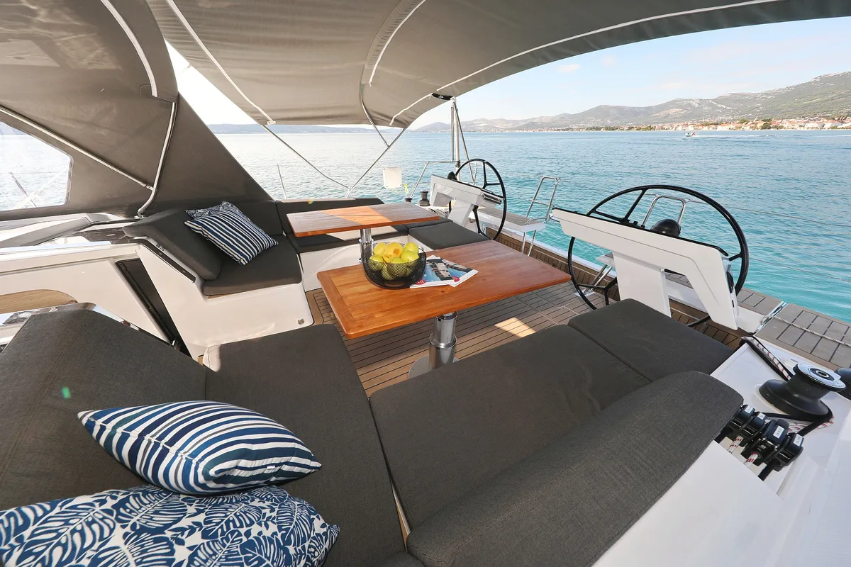 Deck of Simply Relax, a Hanse 460 sailboat at Sukošan, Croatia