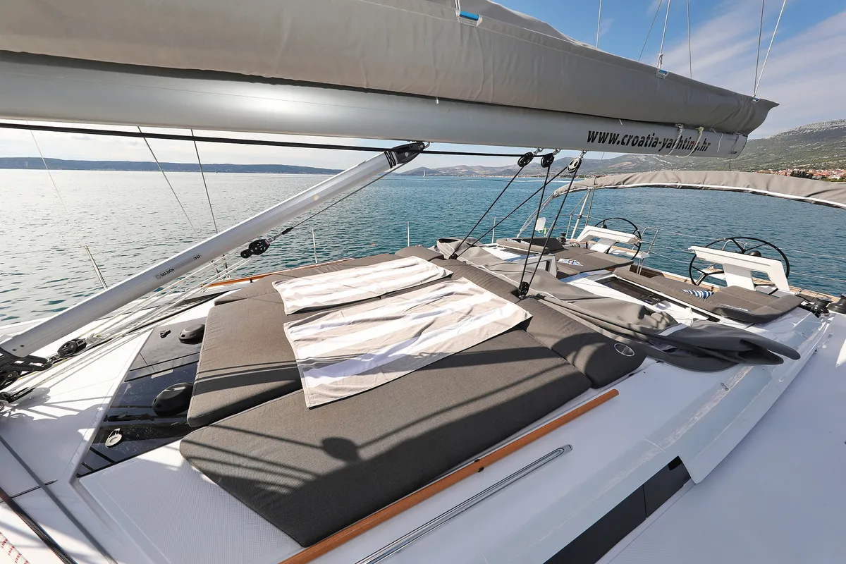 Deck of Simply Relax, a Hanse 460 sailboat at Sukošan, Croatia