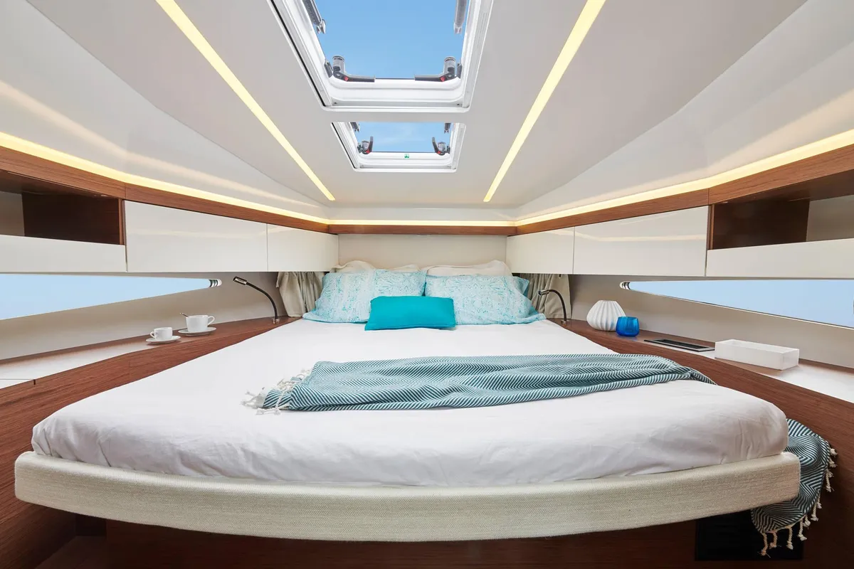 Cabin on Black Pearl, a Jeanneau NC 37 motorboat at Makarska, Croatia