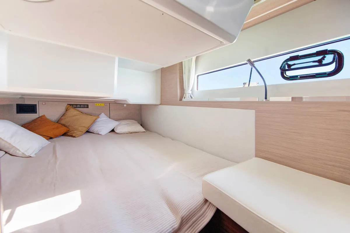 Cabin on Black Pearl, a Jeanneau NC 37 motorboat at Makarska, Croatia