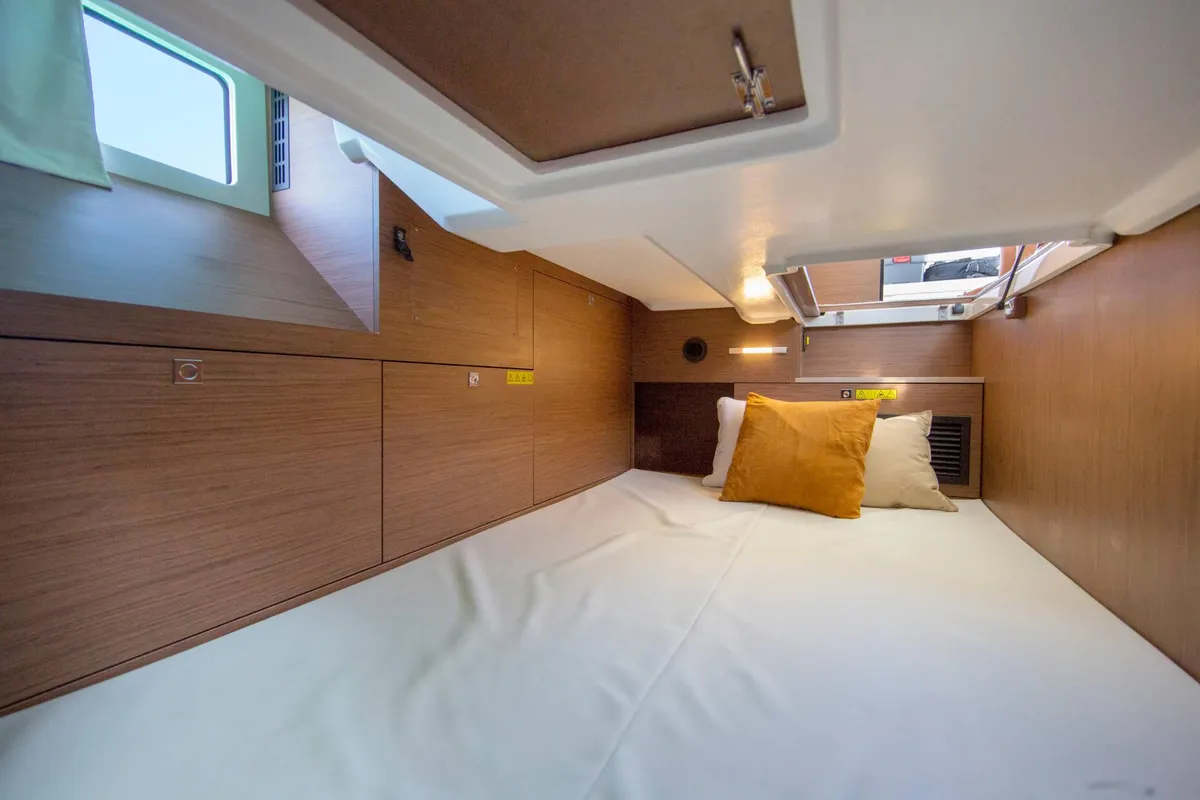 Cabin on Black Pearl, a Jeanneau NC 37 motorboat at Makarska, Croatia