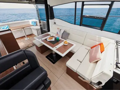 Salon of Black Pearl, a Jeanneau NC 37 motorboat at Makarska, Croatia