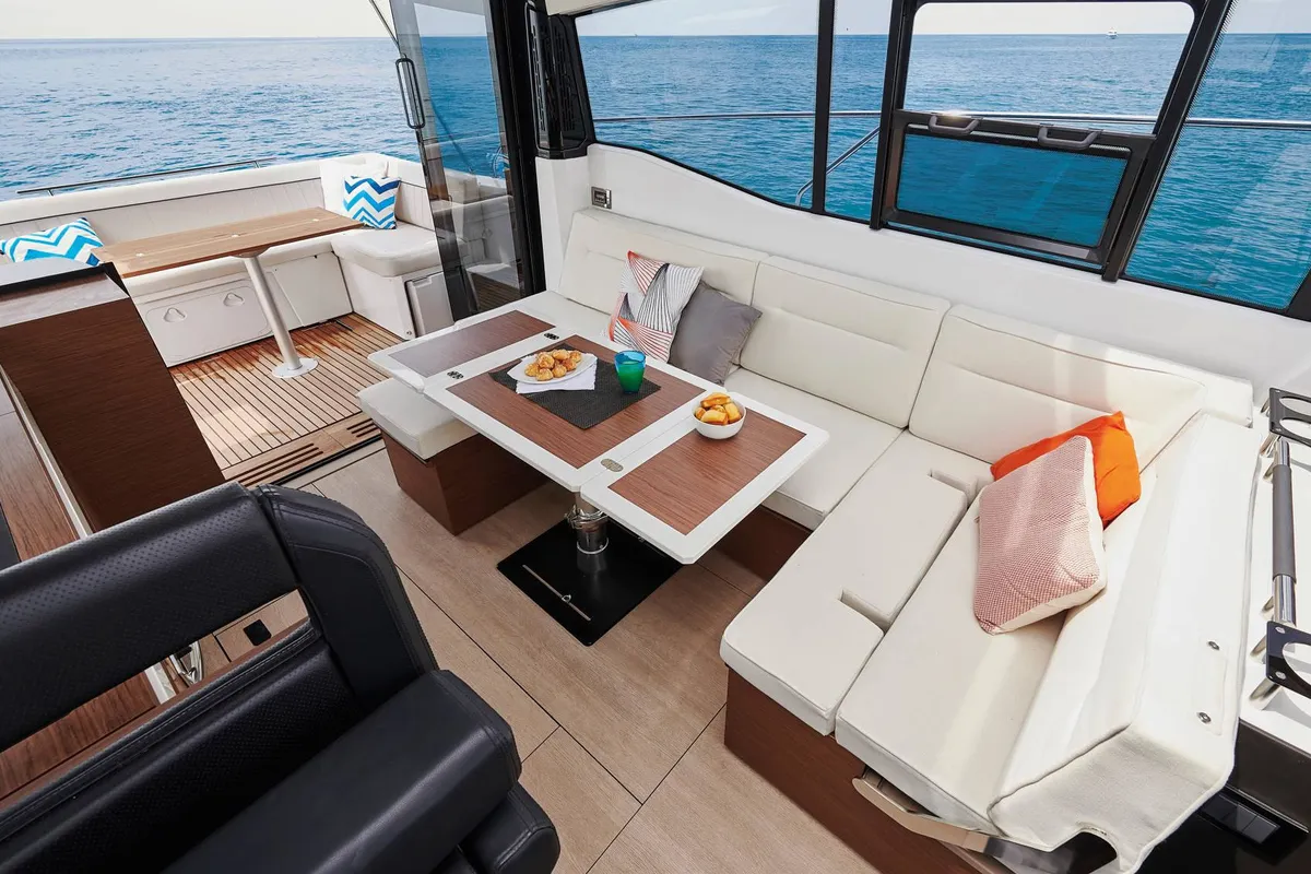 Salon of Black Pearl, a Jeanneau NC 37 motorboat at Makarska, Croatia