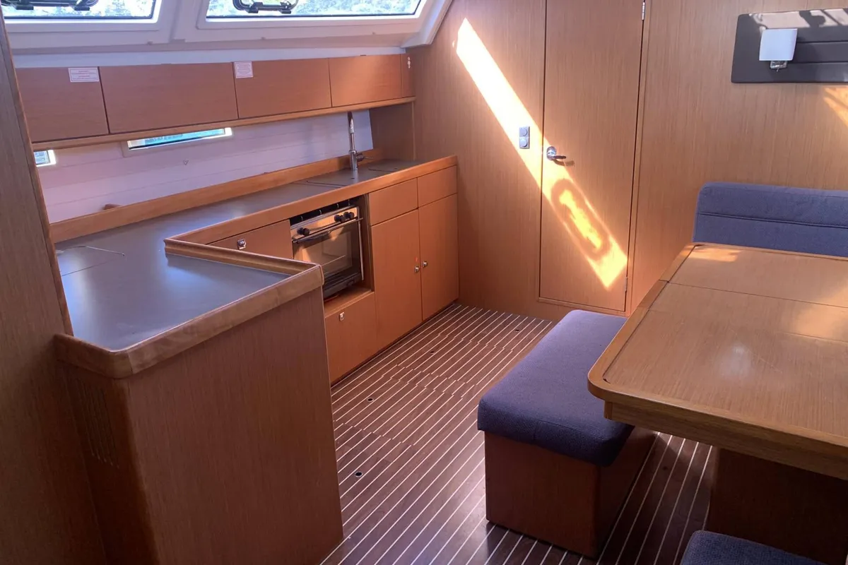 Galley of CJ, a Bavaria Cruiser 46 sailboat at Municipal Unit of Lefkada, Greece