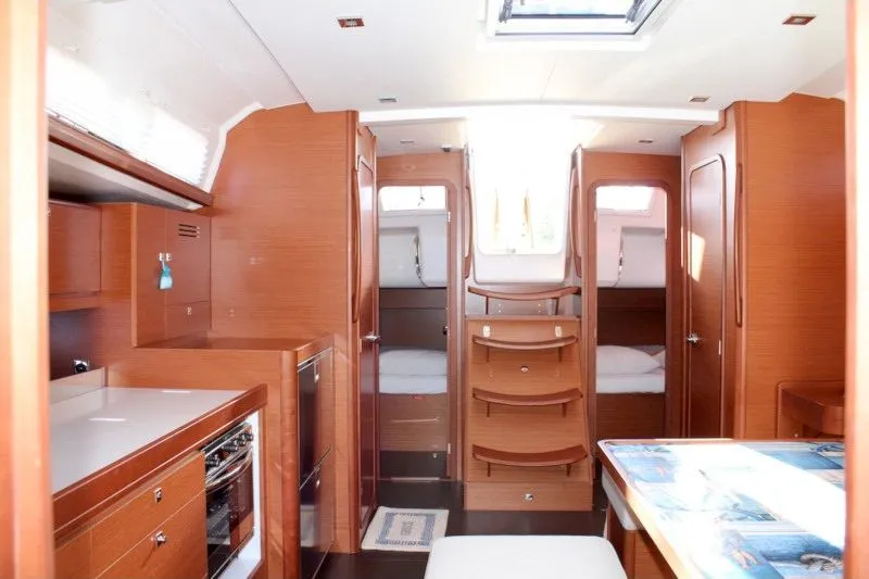Galley of Why not 13, a Dufour 460 Grand Large sailboat at Municipal Unit of Lefkada, Greece