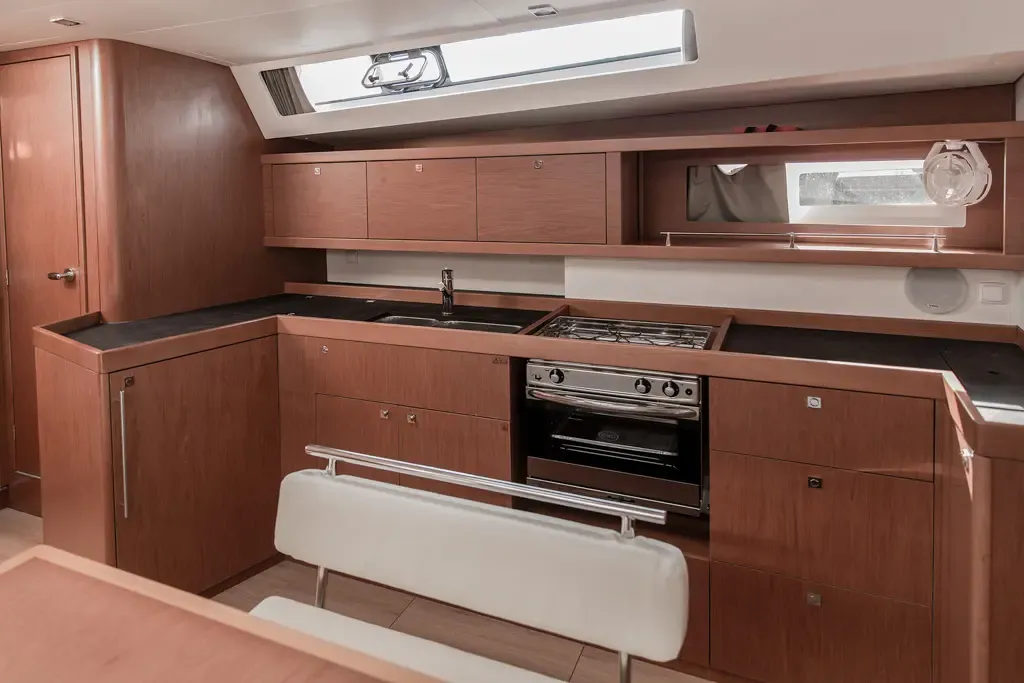 Galley of Slide, a Beneteau Oceanis 45 sailboat at Tivat, Montenegro