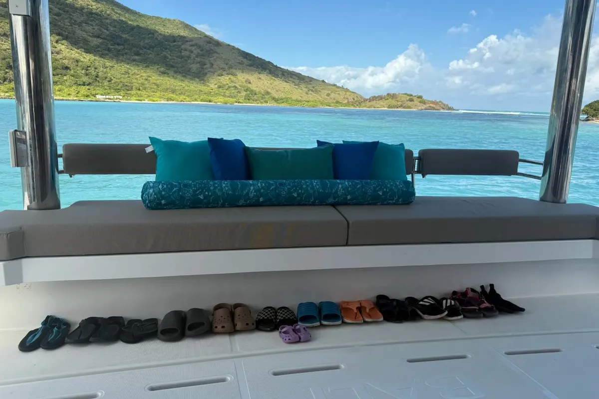 Deck of Bali 5.4, a catamaran at Parham Town, British Virgin Islands